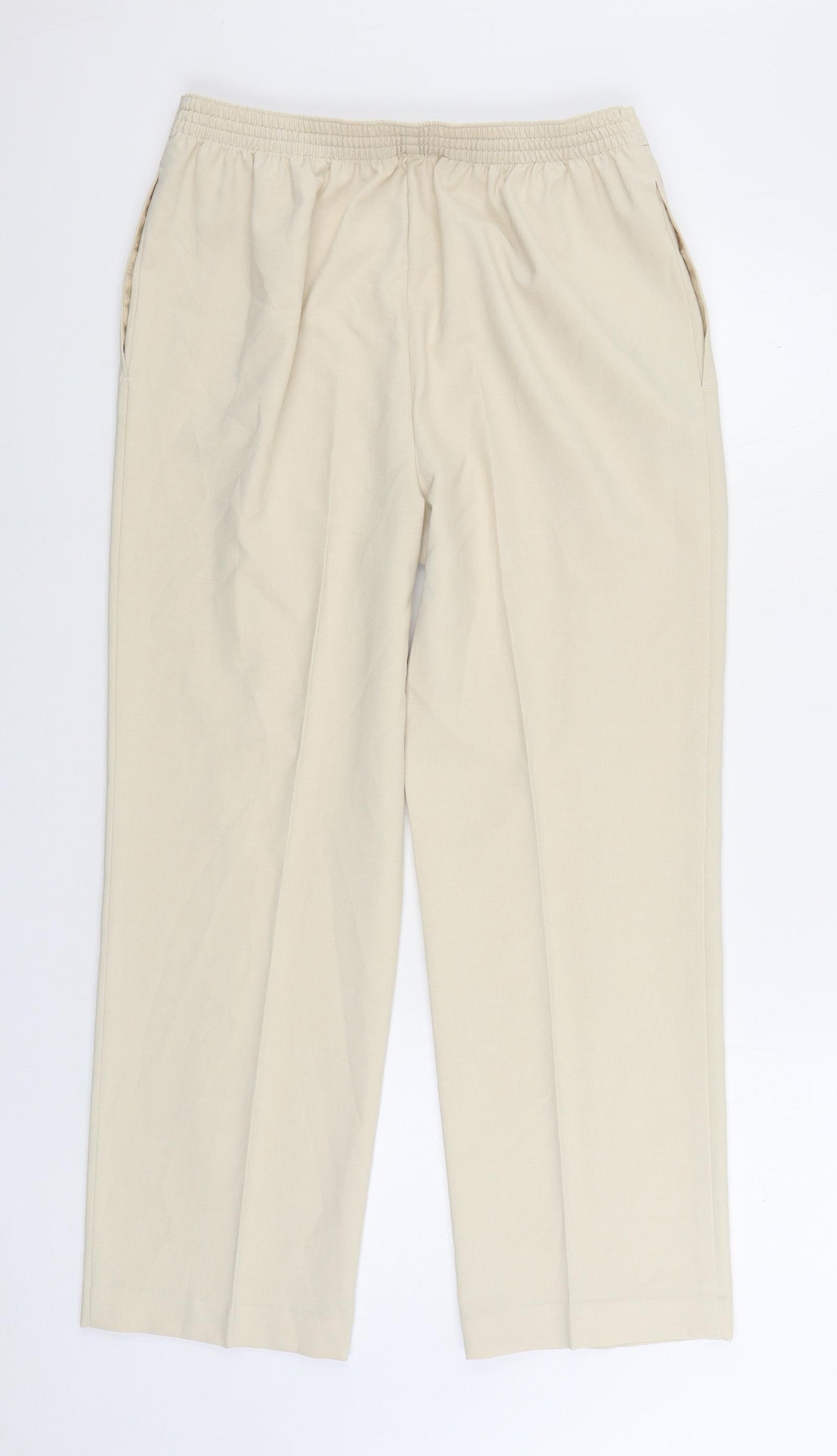 Marks and Spencer Womens Beige Polyester Trousers Size 14 L26 in Regular