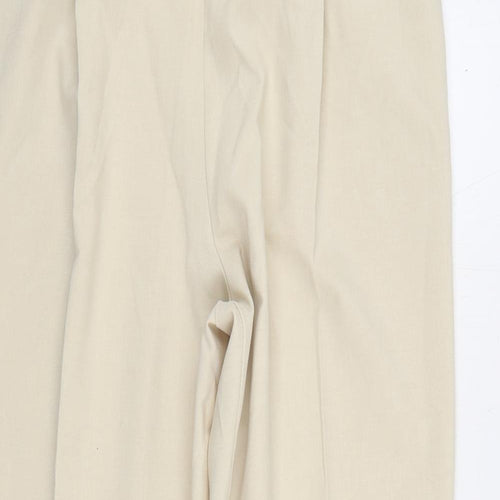 Marks and Spencer Womens Beige Polyester Trousers Size 14 L26 in Regular