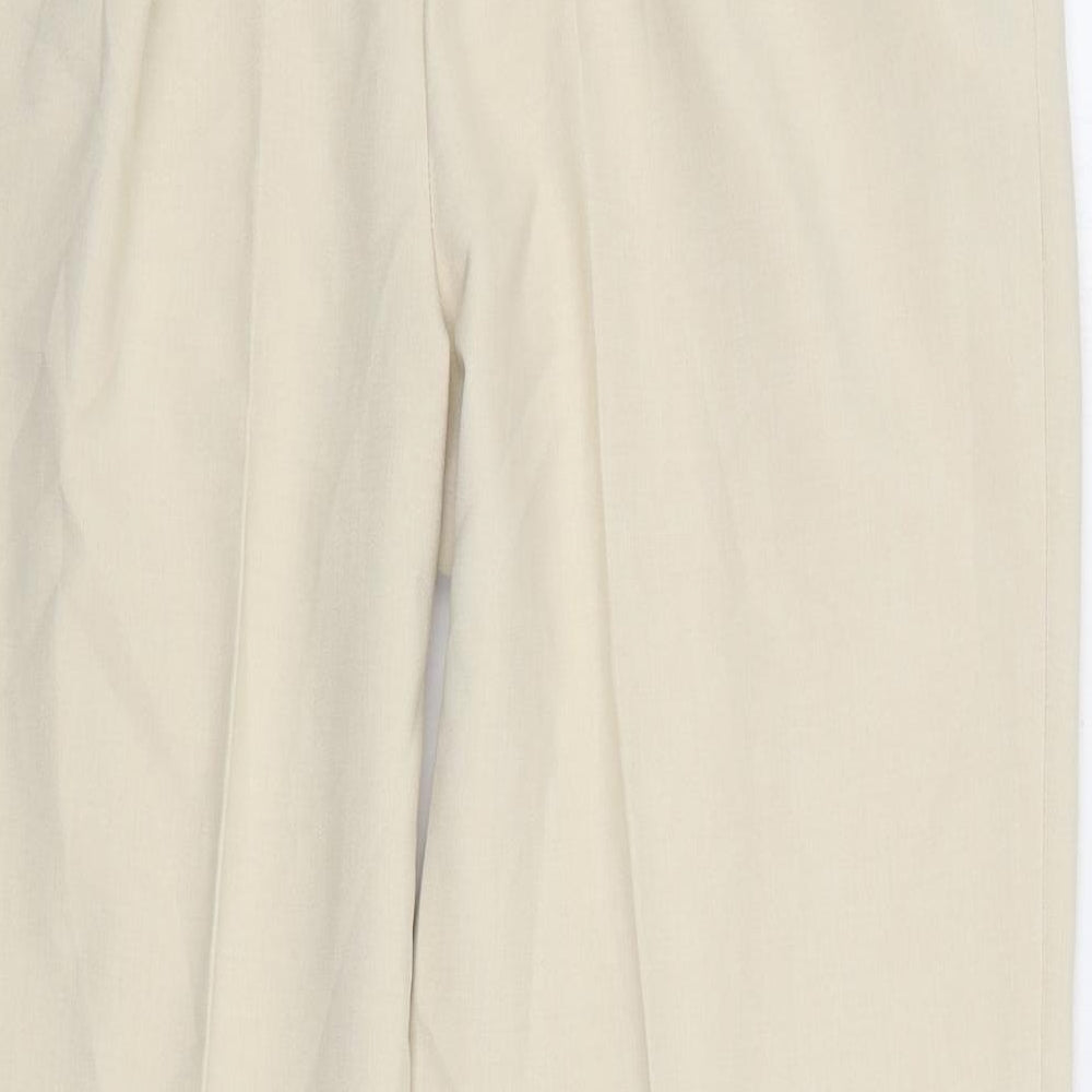 Marks and Spencer Womens Beige Polyester Trousers Size 14 L26 in Regular