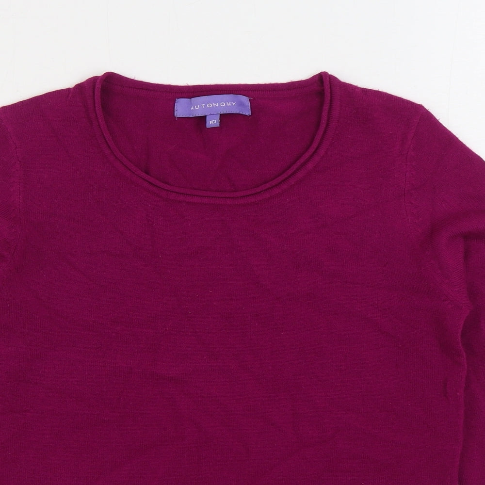 Autonomy Womens Pink Round Neck Acrylic Pullover Jumper Size 10