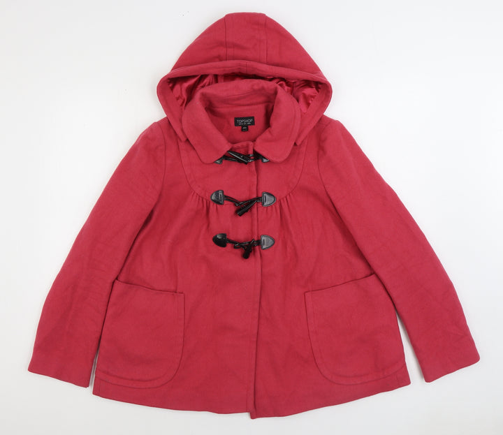 Topshop Womens Pink Pea Coat Coat Size 10 Toggle