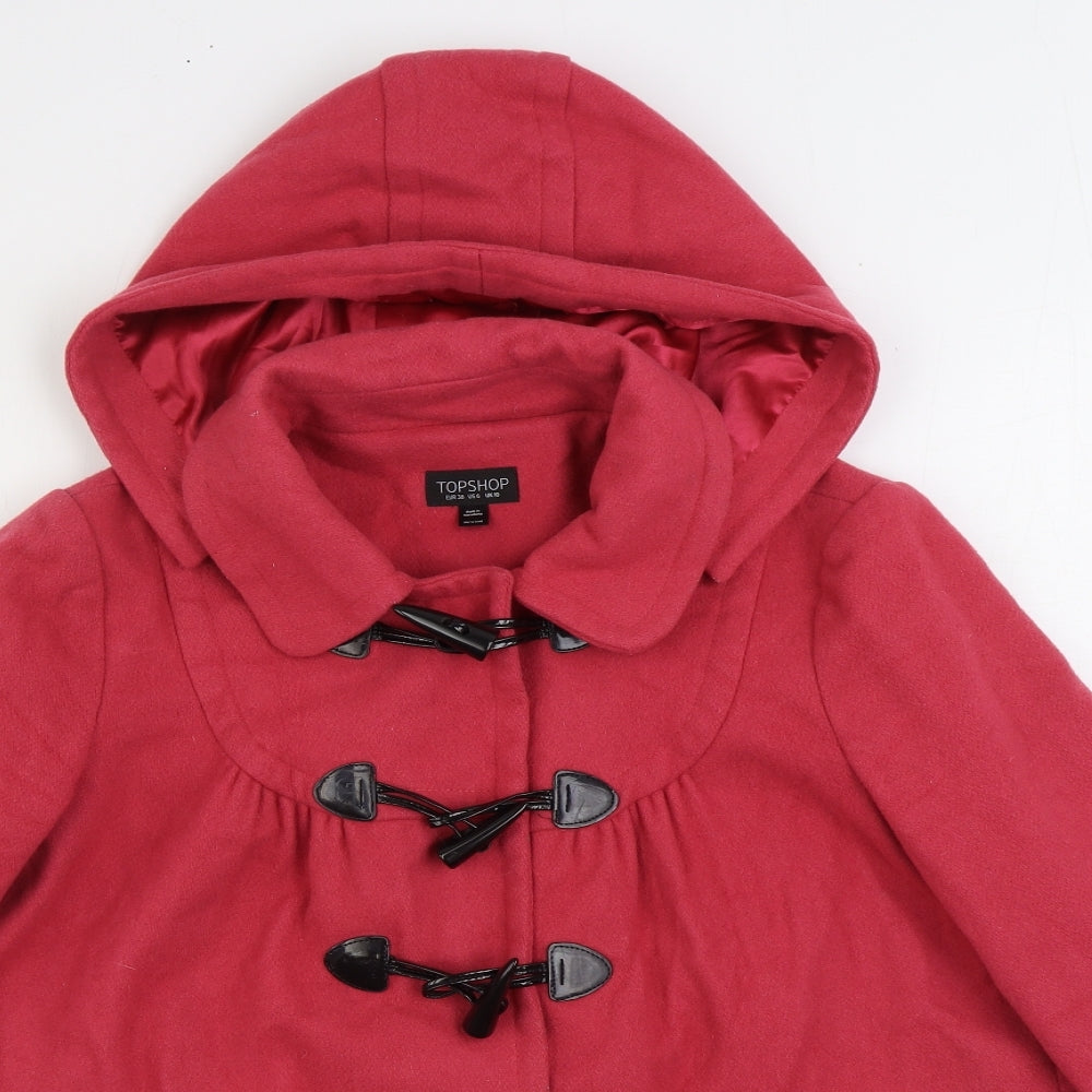 Topshop Womens Pink Pea Coat Coat Size 10 Toggle