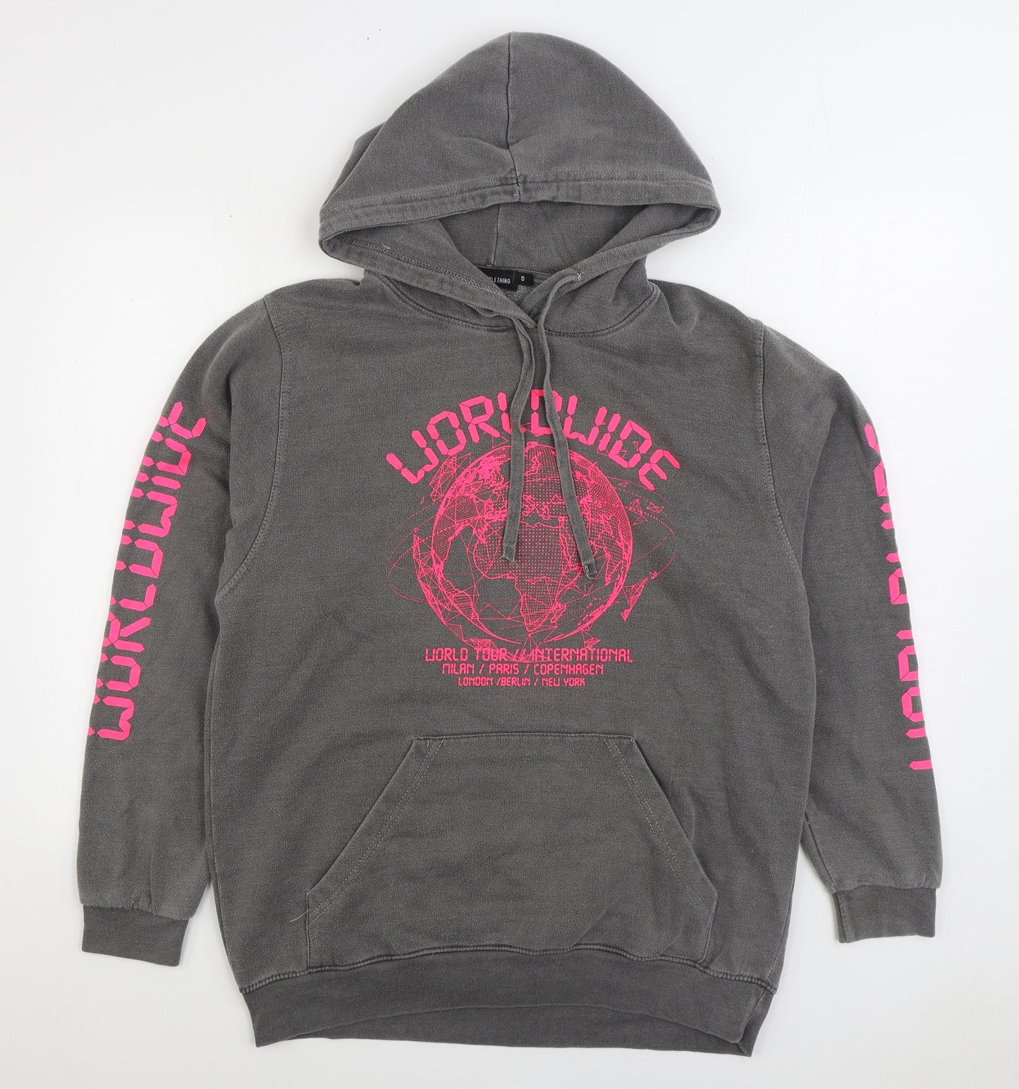 PRETTYLITTLETHING Mens Grey Cotton Pullover Hoodie Size S - Worldwide