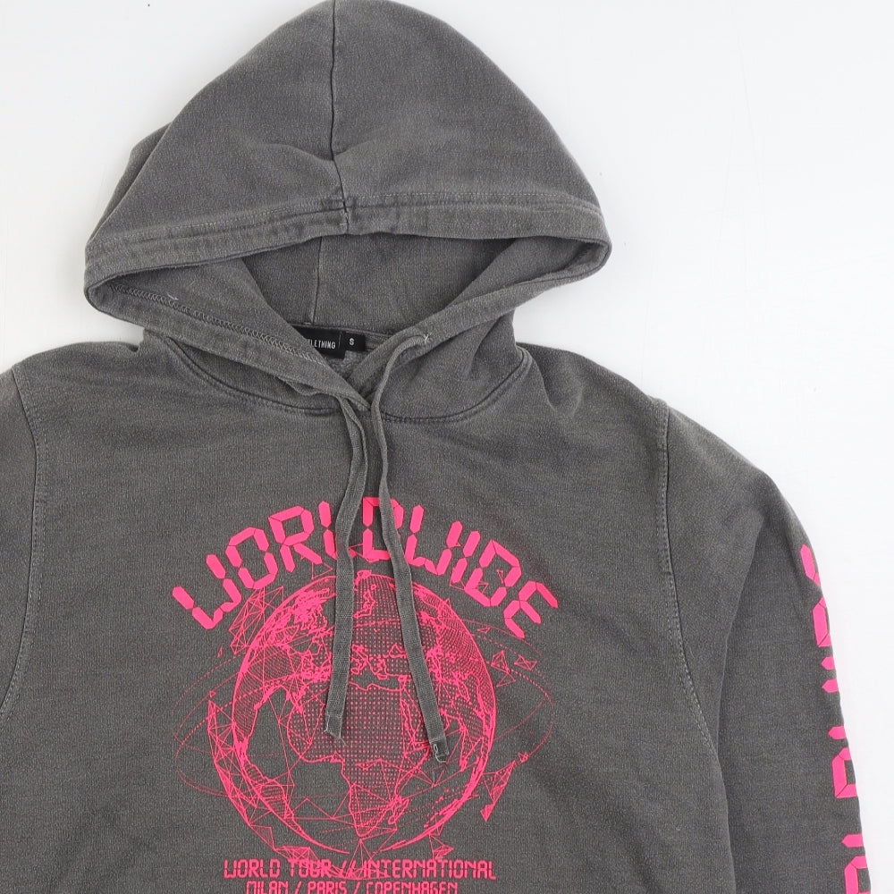 PRETTYLITTLETHING Mens Grey Cotton Pullover Hoodie Size S - Worldwide