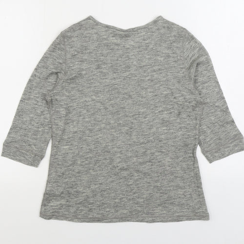 Marks and Spencer Womens Grey Acrylic Basic T-Shirt Size 10 Boat Neck