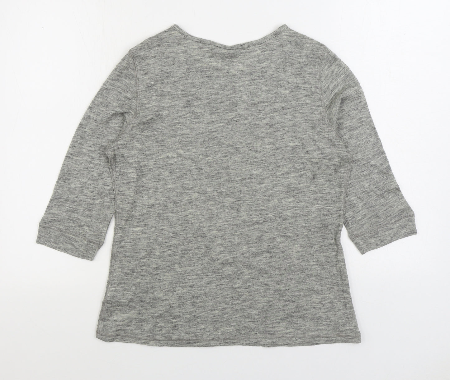 Marks and Spencer Womens Grey Acrylic Basic T-Shirt Size 10 Boat Neck