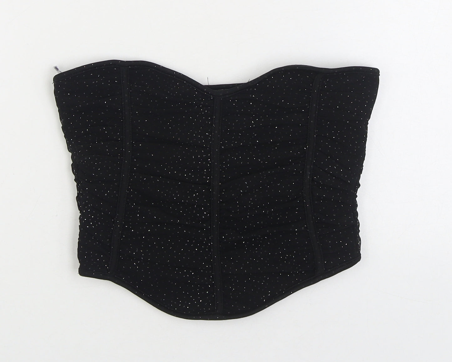 Chemistry Womens Black Polka Dot Polyester Cropped Blouse Size 8 Off the Shoulder - Bandeau