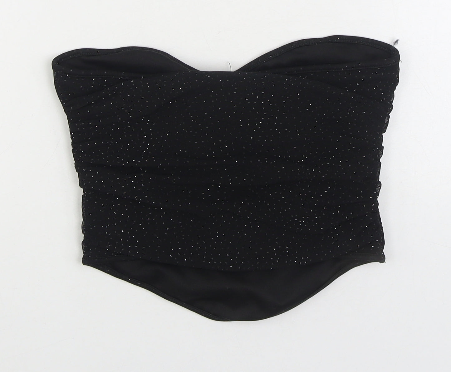 Chemistry Womens Black Polka Dot Polyester Cropped Blouse Size 8 Off the Shoulder - Bandeau