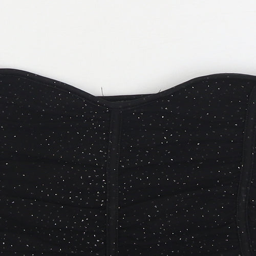 Chemistry Womens Black Polka Dot Polyester Cropped Blouse Size 8 Off the Shoulder - Bandeau