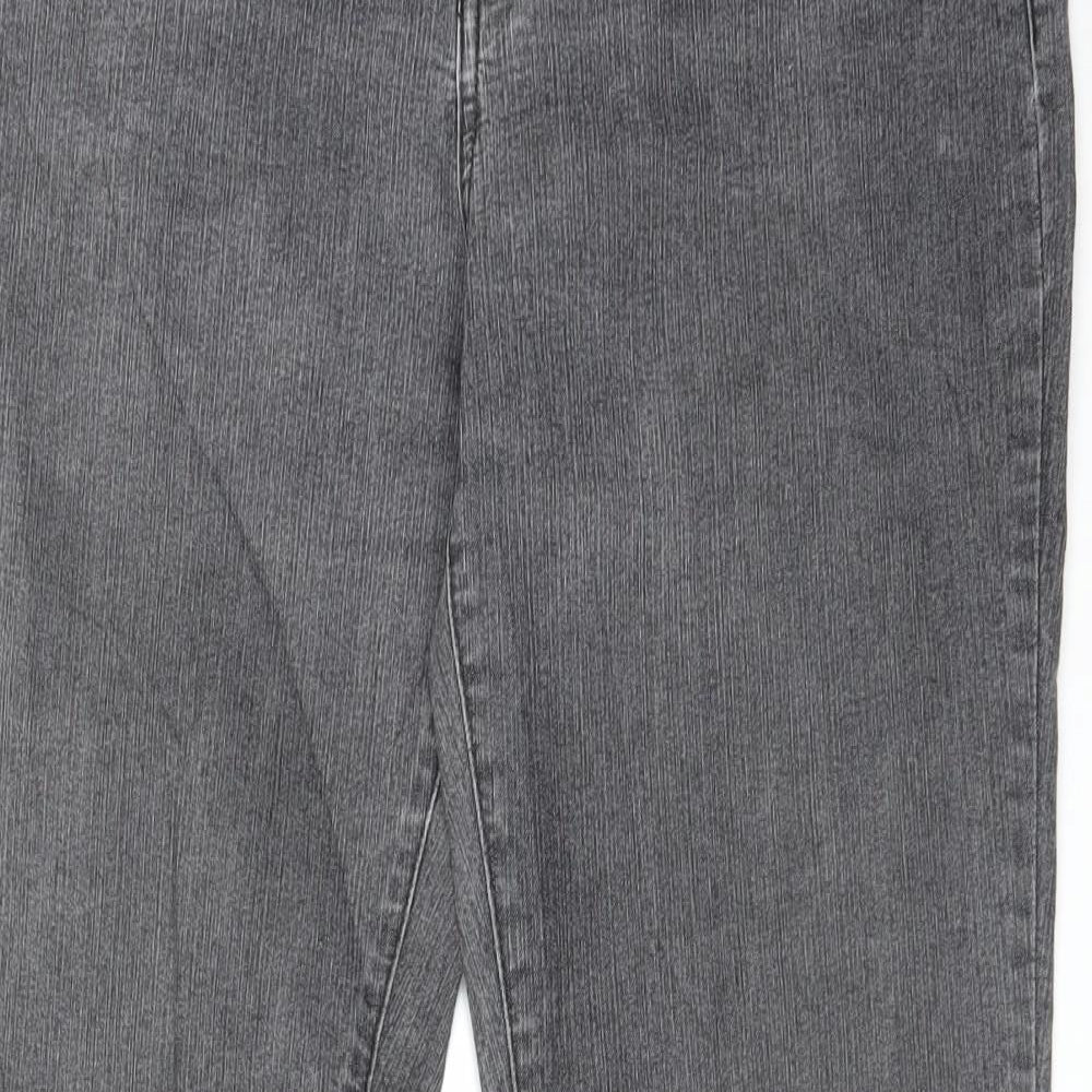 Per Una Womens Grey Cotton Straight Jeans Size 14 L30 in Regular Button