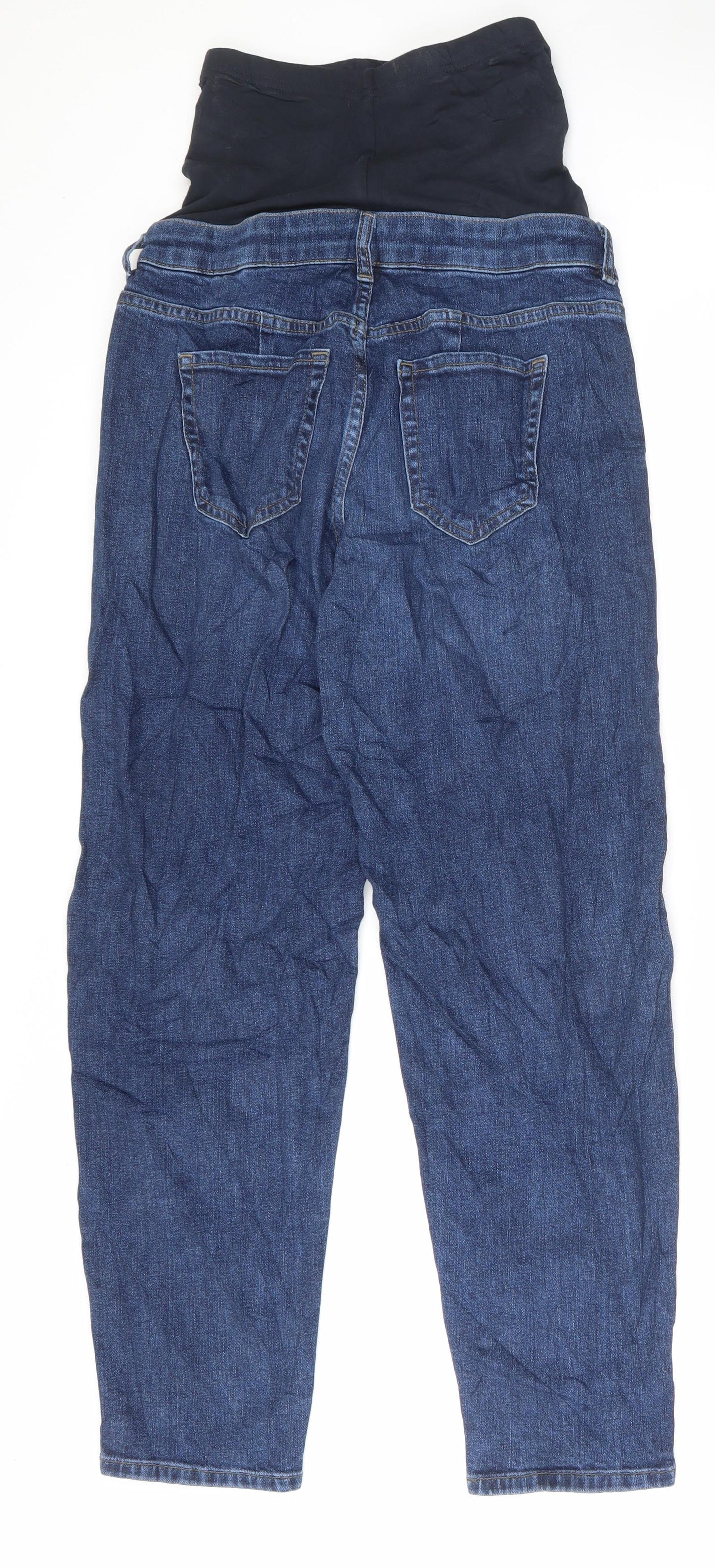 Marks and Spencer Womens Blue Cotton Mom Jeans Size 8 L28 in Regular Button