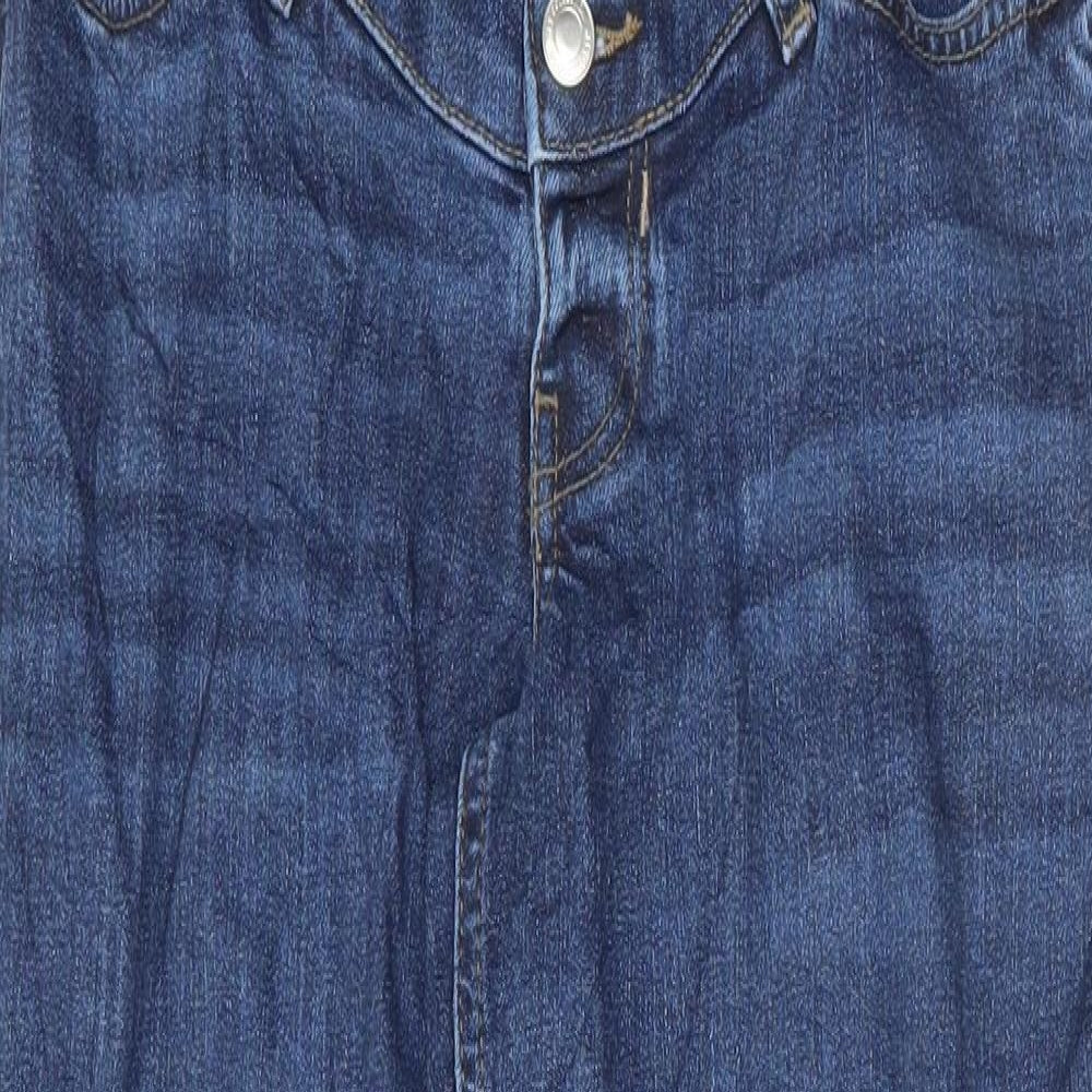 Marks and Spencer Womens Blue Cotton Mom Jeans Size 8 L28 in Regular Button