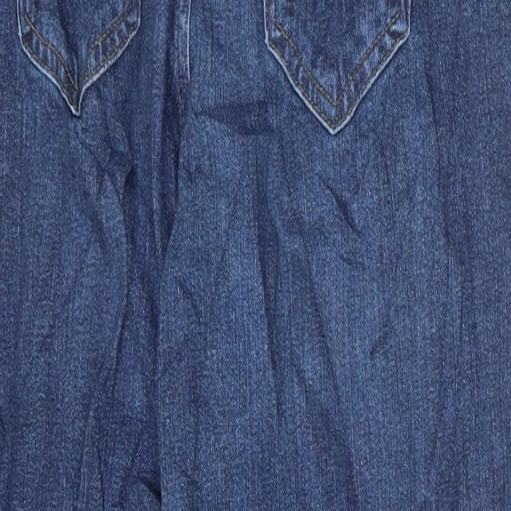Marks and Spencer Womens Blue Cotton Mom Jeans Size 8 L28 in Regular Button
