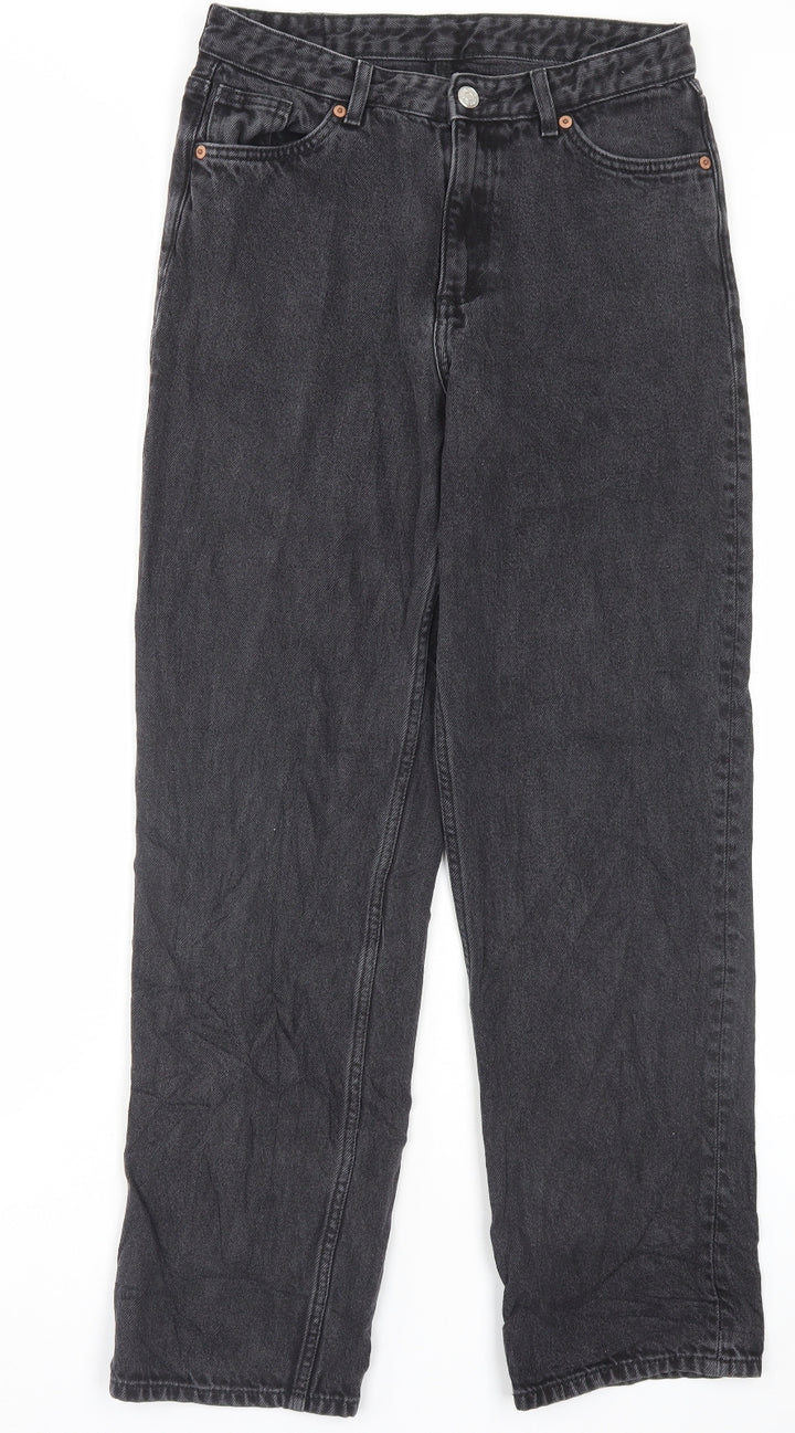 Monkl Womens Black Cotton Straight Jeans Size 28 in L30 in Regular Button