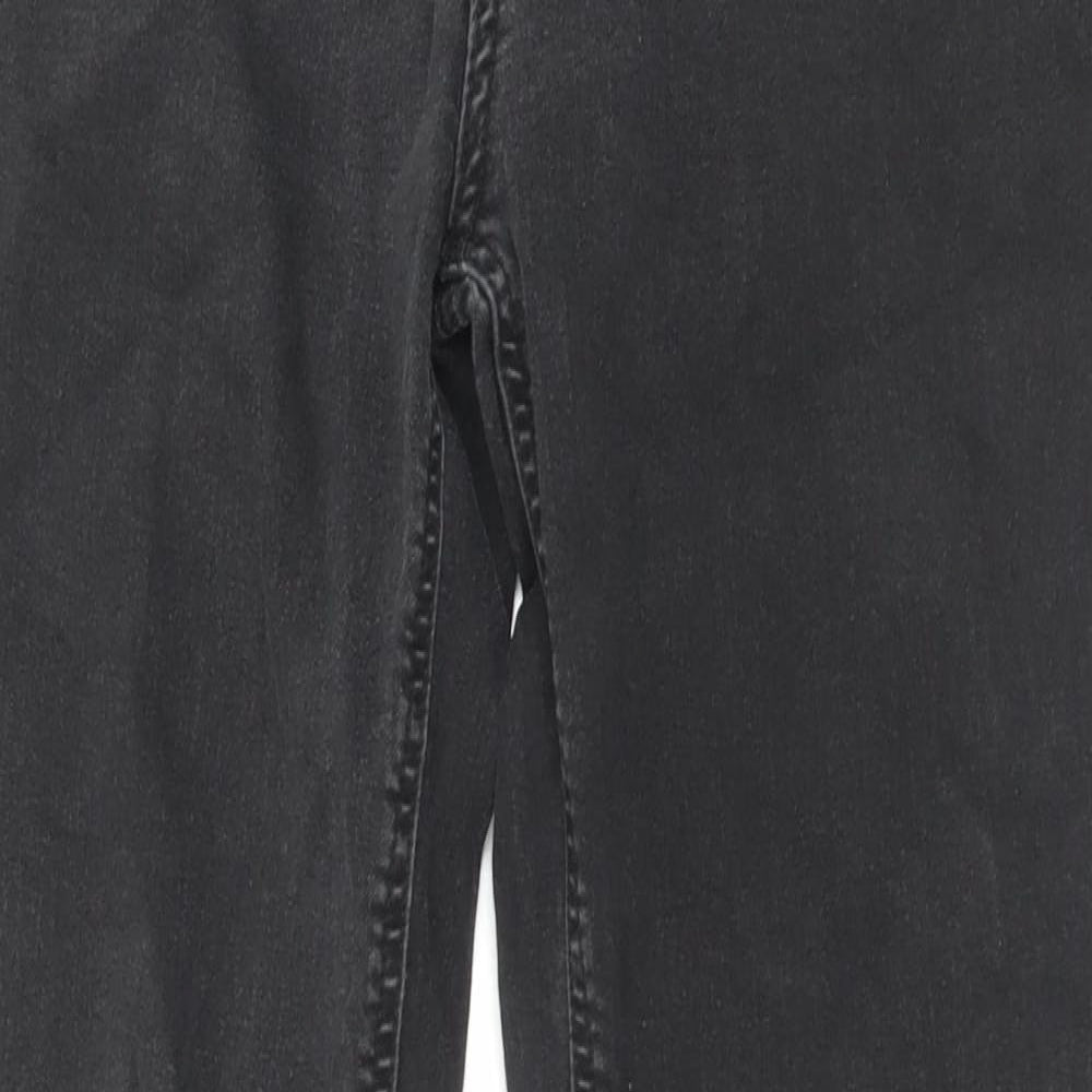 F&F Mens Black Cotton Straight Jeans Size 36 in L32 in Slim Button
