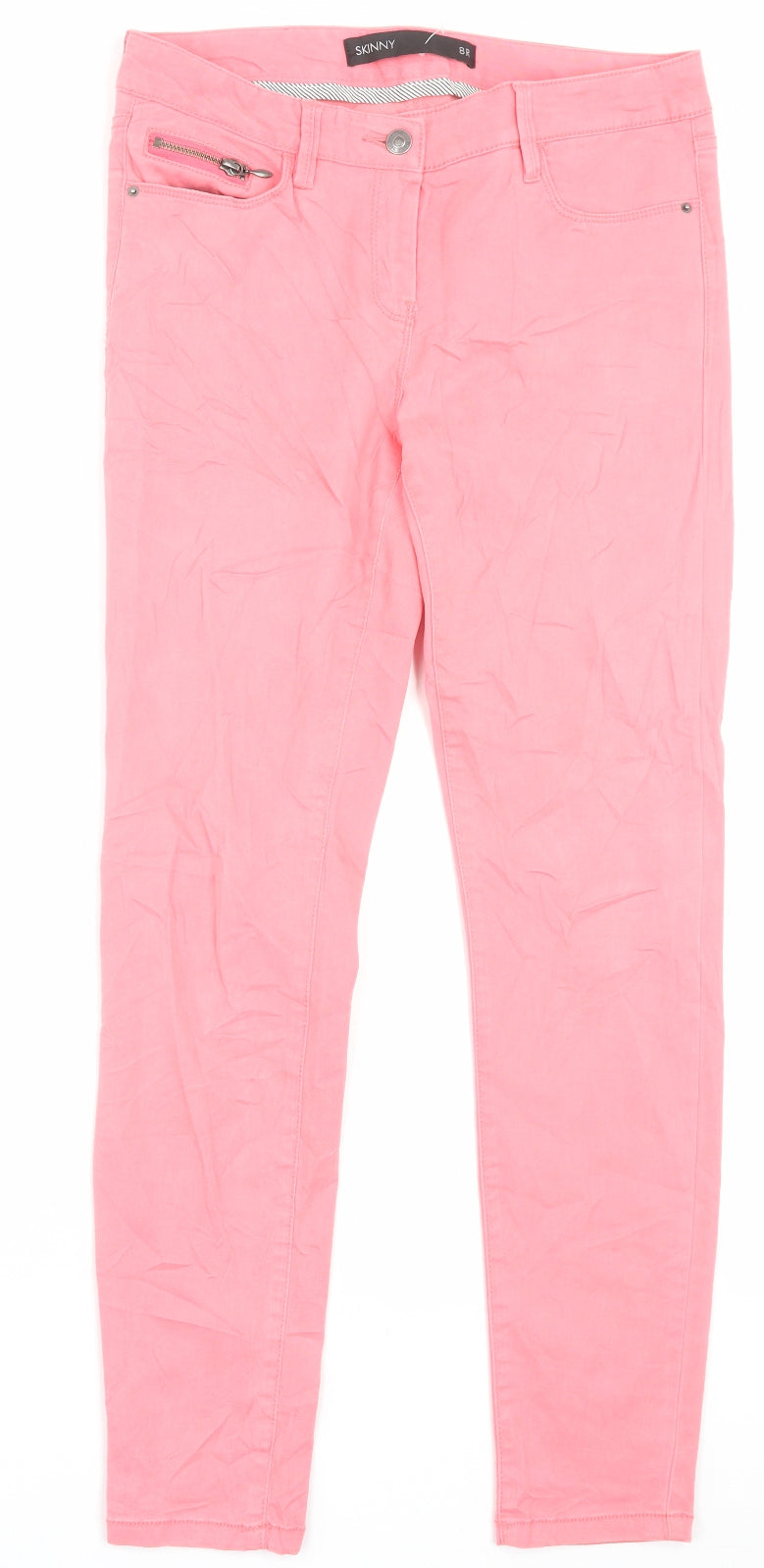 NEXT Womens Pink Cotton Skinny Jeans Size 8 L28 in Regular Button
