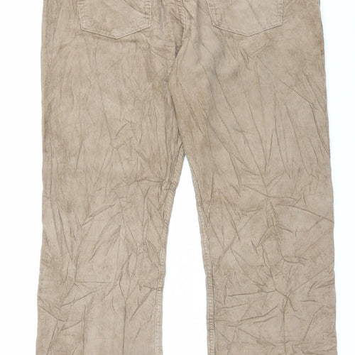 Marks and Spencer Mens Brown Cotton Trousers Size 40 in L31 in Regular Button