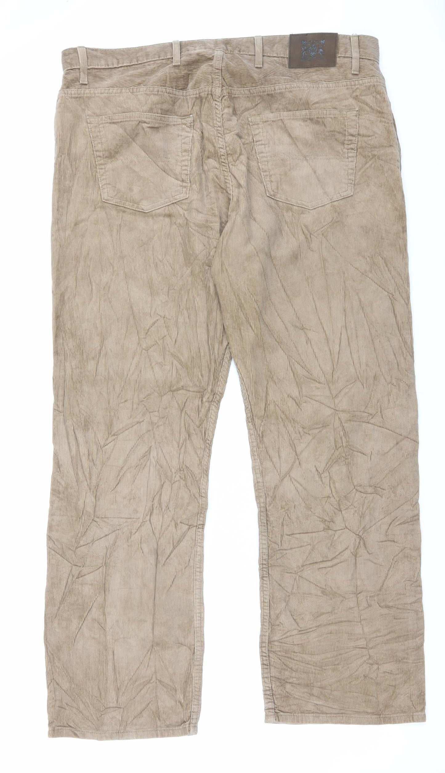 Marks and Spencer Mens Brown Cotton Trousers Size 40 in L31 in Regular Button
