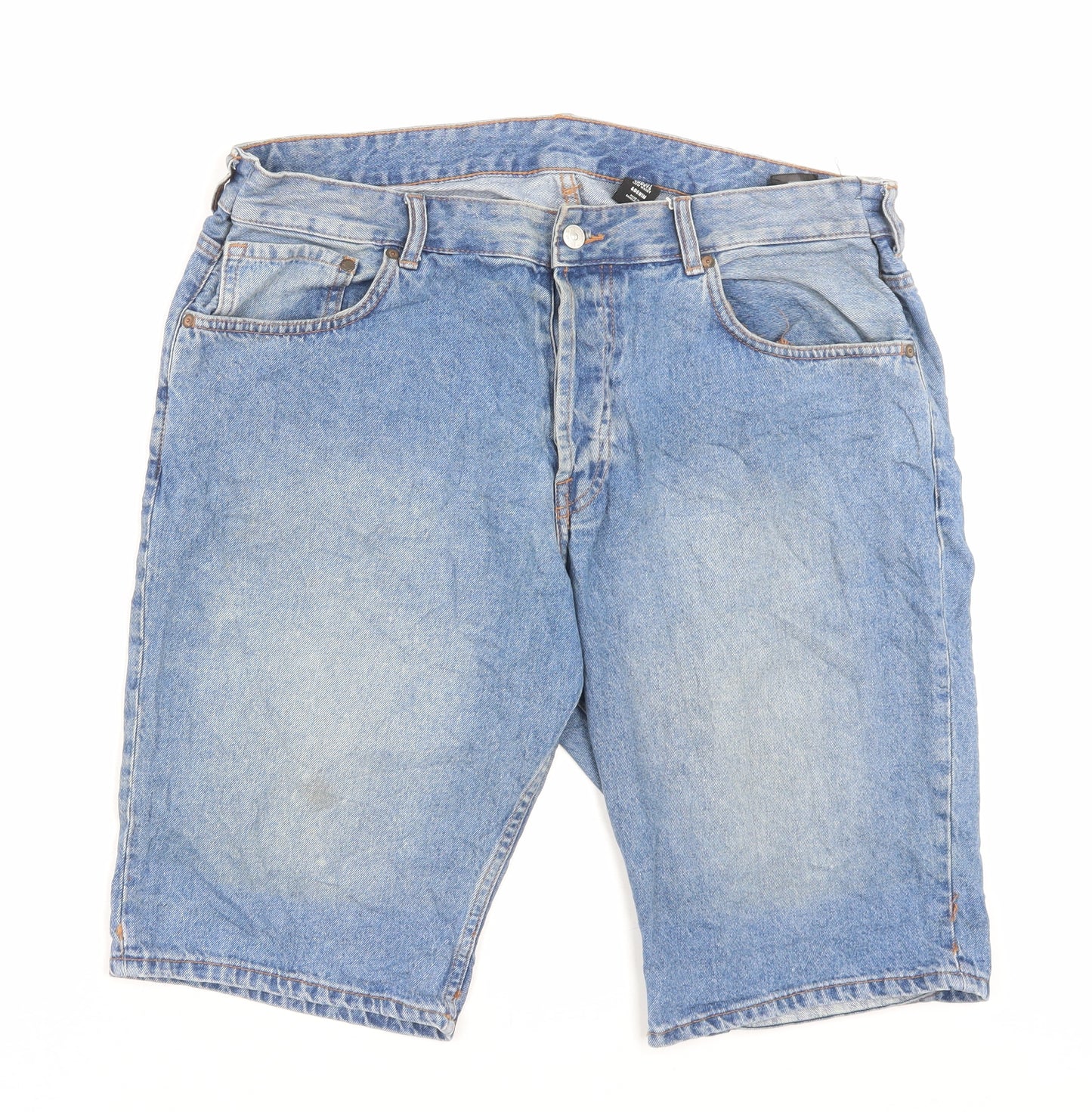 H&M Mens Blue Cotton Bermuda Shorts Size 38 in L10 in Slim Button