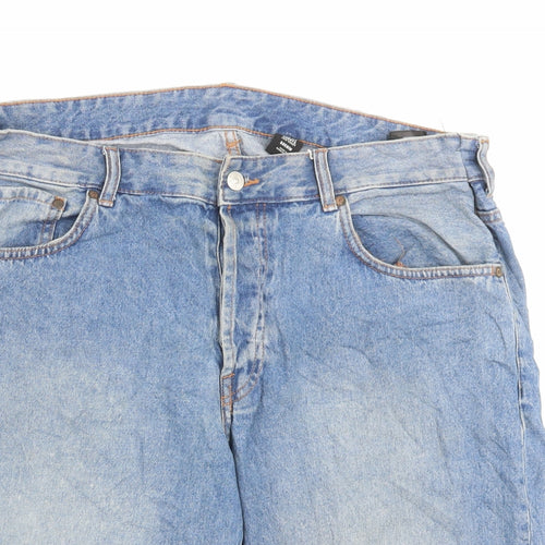H&M Mens Blue Cotton Bermuda Shorts Size 38 in L10 in Slim Button