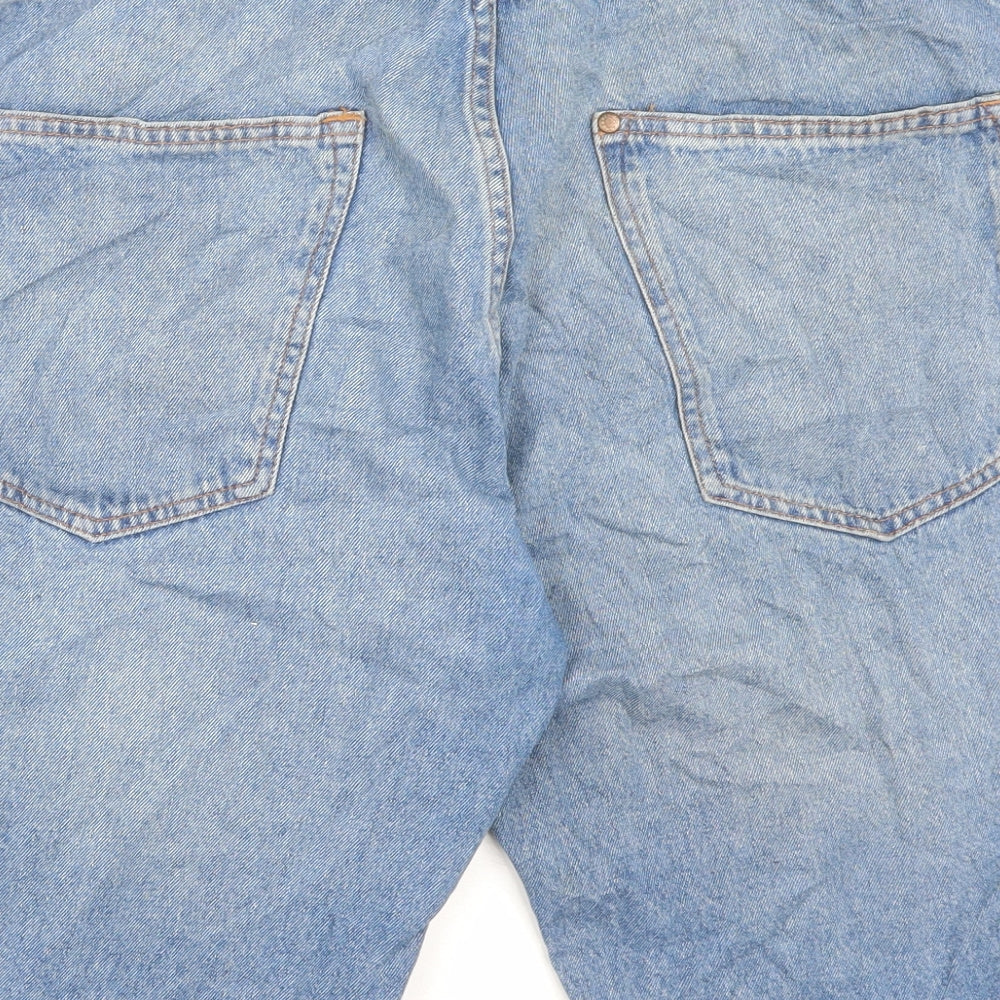 H&M Mens Blue Cotton Bermuda Shorts Size 38 in L10 in Slim Button