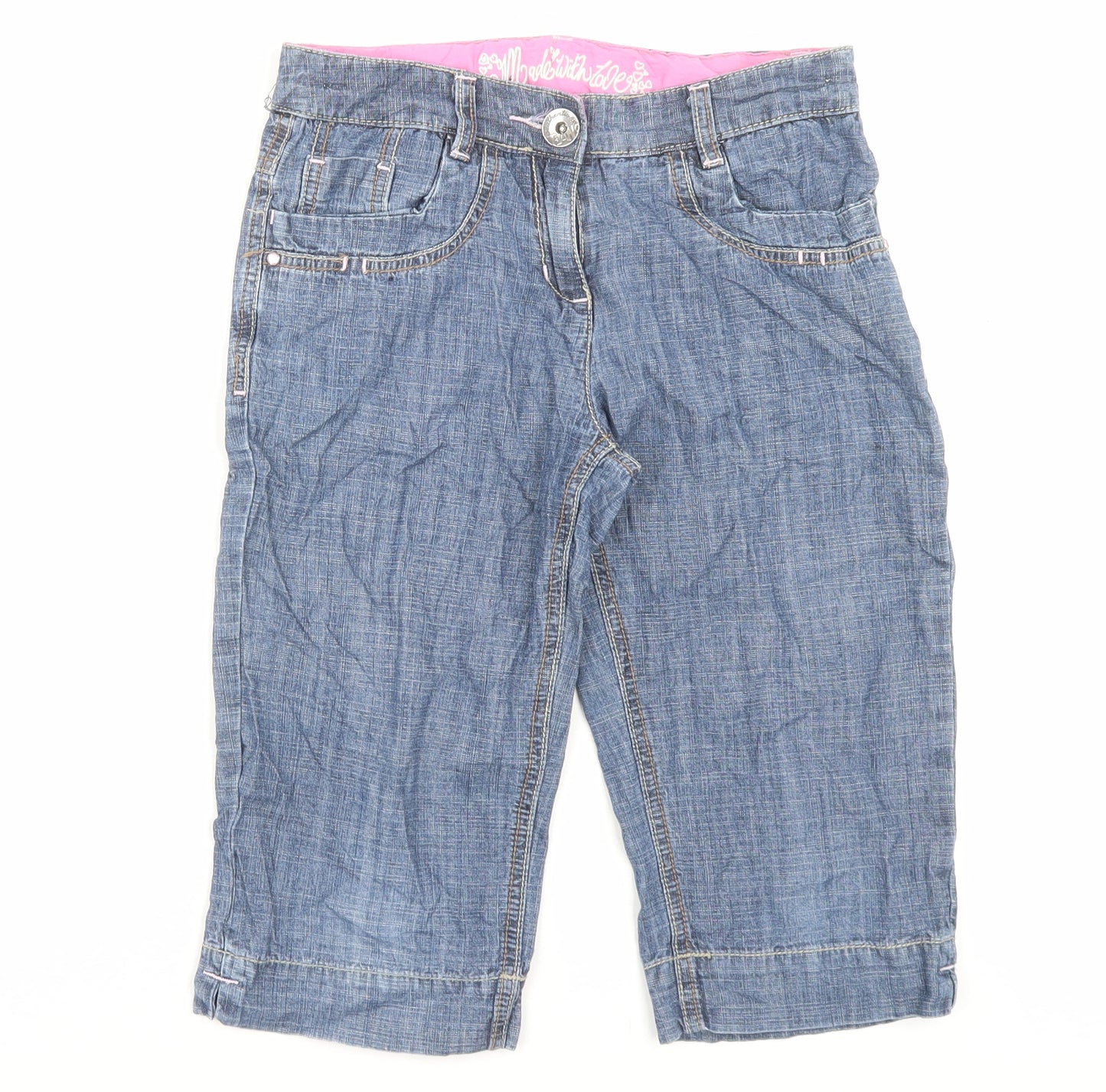 NEXT Girls Blue Cotton Cropped Jeans Size 11 Years Regular Button