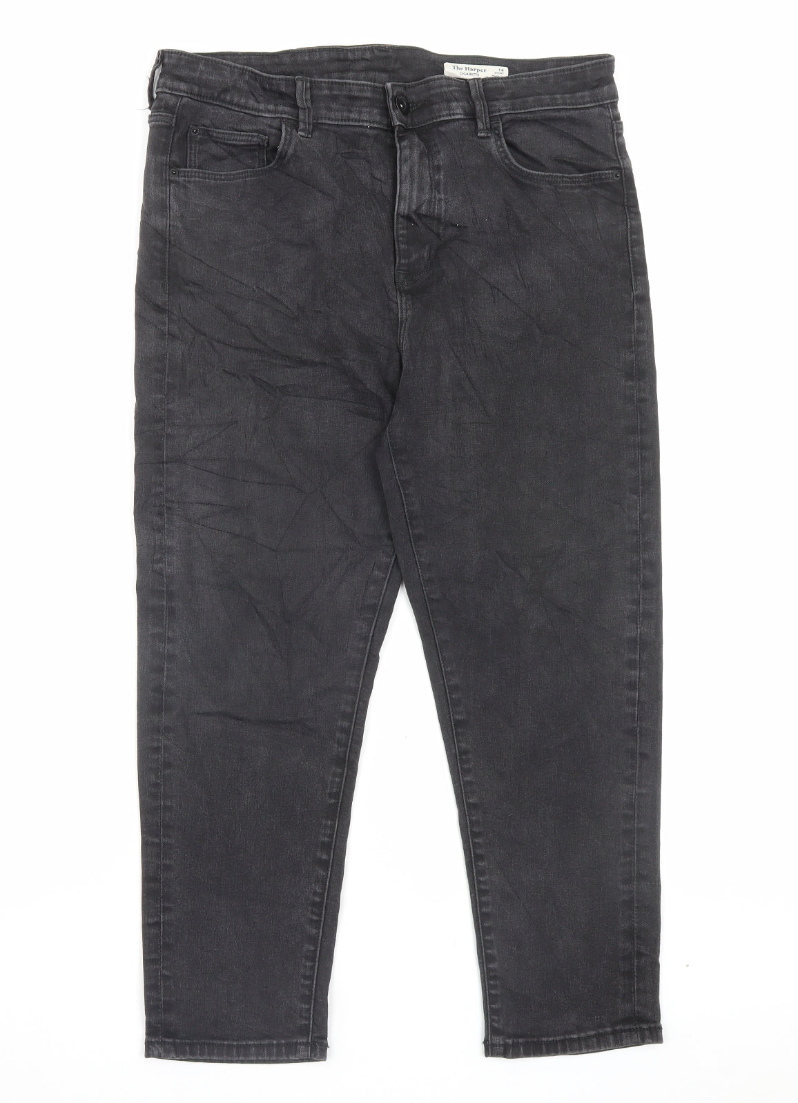 Marks and Spencer Womens Black Cotton Skinny Jeans Size 14 L24 in Regular Button