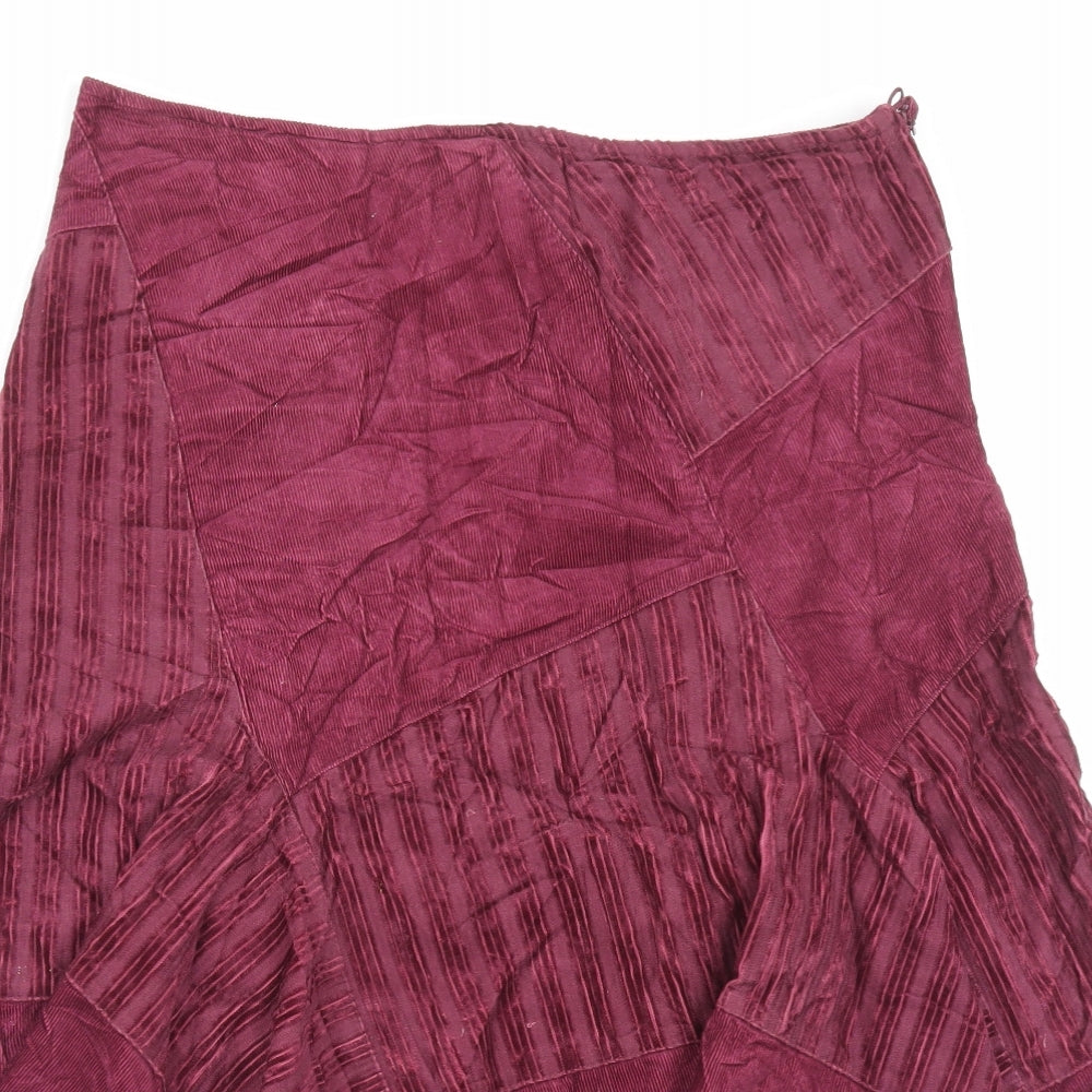 Per Una Womens Purple Cotton A-Line Skirt Size 14 Zip