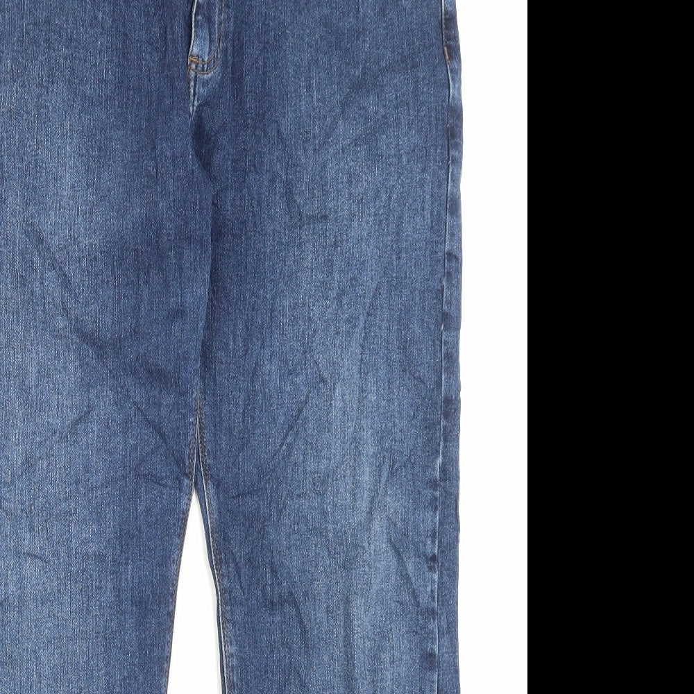 Marks and Spencer Mens Blue Cotton Straight Jeans Size 36 in L31 in Regular Button
