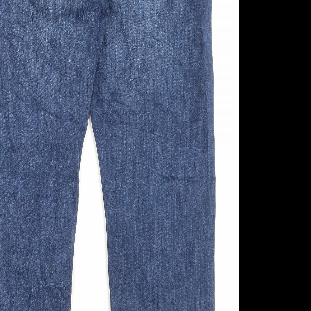 Marks and Spencer Mens Blue Cotton Straight Jeans Size 36 in L31 in Regular Button