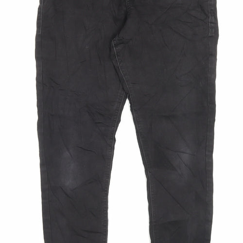 Marks and Spencer Womens Black Cotton Skinny Jeans Size 12 L30 in Regular Button