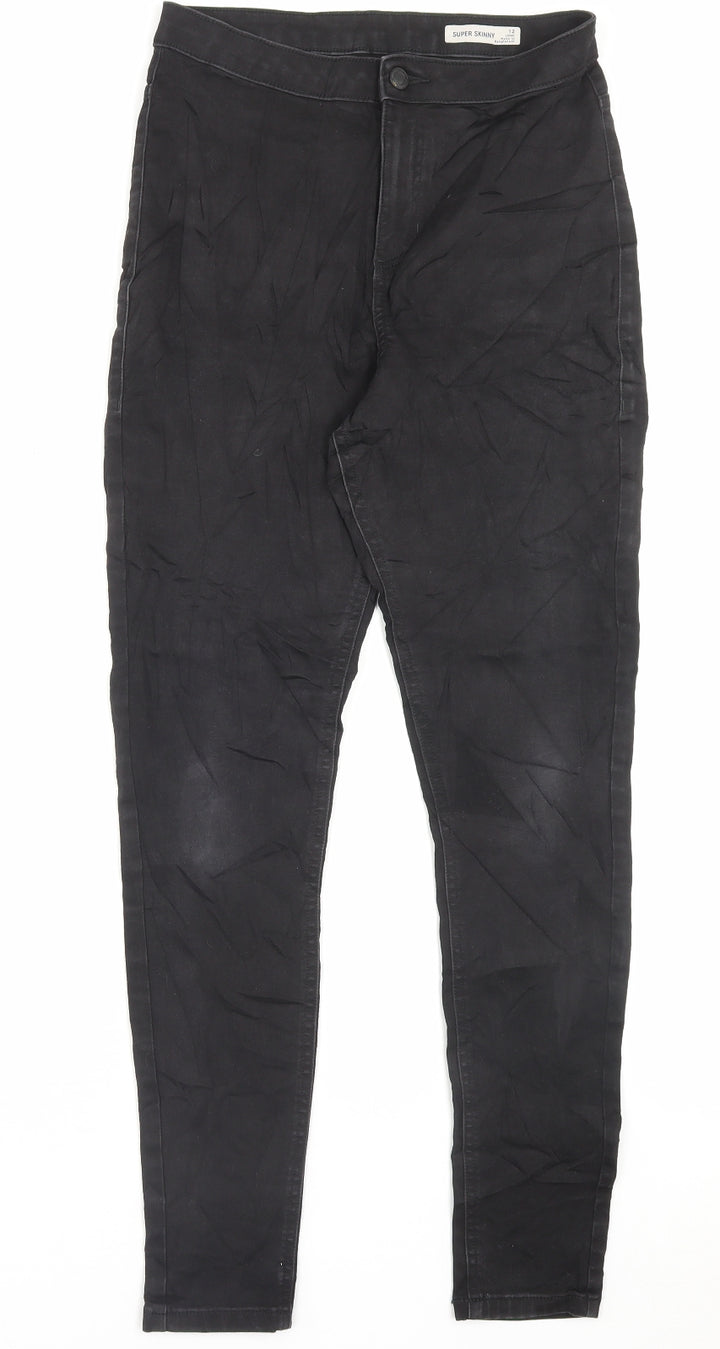 Marks and Spencer Womens Black Cotton Skinny Jeans Size 12 L30 in Regular Button