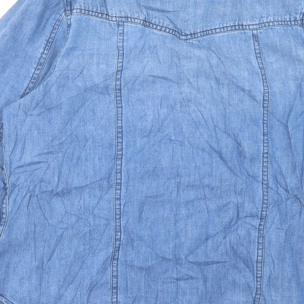 Per Una Womens Blue Cotton Basic Button-Up Size 12 Collared