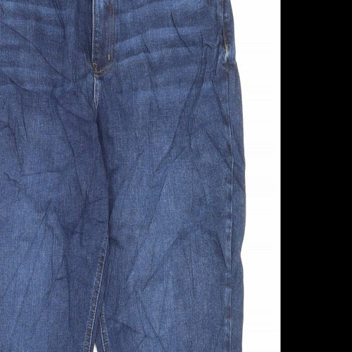 Marks and Spencer Womens Blue Cotton Mom Jeans Size 16 L25 in Regular Button