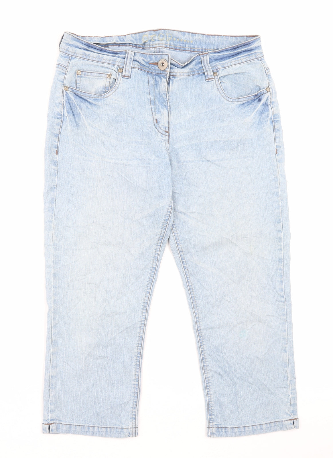 George Womens Blue Cotton Cropped Jeans Size 12 L21 in Regular Button