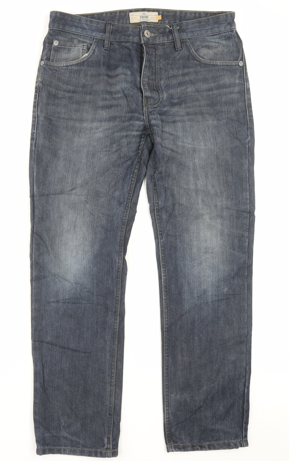 NEXT Mens Blue Cotton Straight Jeans Size 32 L29 in Regular Button - Short Leg