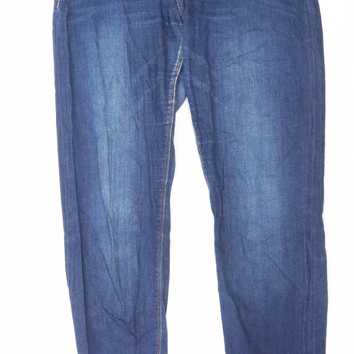 Superdry Womens Blue Cotton Straight Jeans Size 32 in L32 in Slim Button