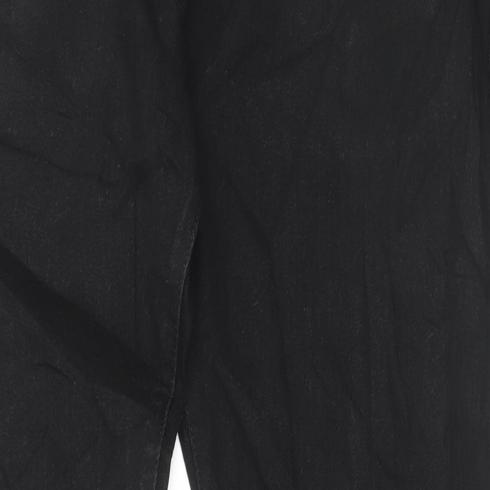 Marks and Spencer Mens Black Cotton Straight Jeans Size 36 in L31 in Regular Button