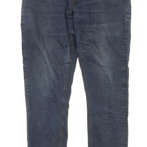 George Mens Blue Cotton Straight Jeans Size 34 in L30 in Slim Button - Short Leg