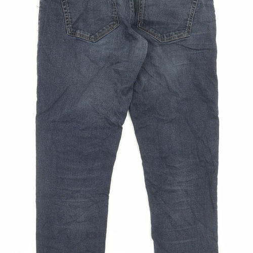George Mens Blue Cotton Straight Jeans Size 34 in L30 in Slim Button - Short Leg