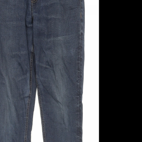 George Mens Blue Cotton Straight Jeans Size 34 in L30 in Slim Button - Short Leg
