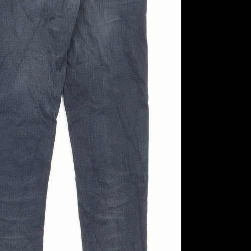 George Mens Blue Cotton Straight Jeans Size 34 in L30 in Slim Button - Short Leg