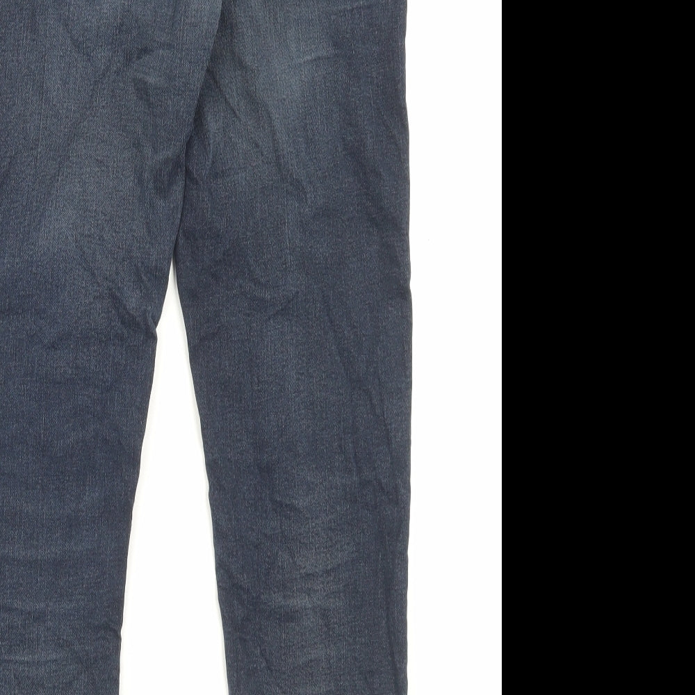 George Mens Blue Cotton Straight Jeans Size 34 in L30 in Slim Button - Short Leg