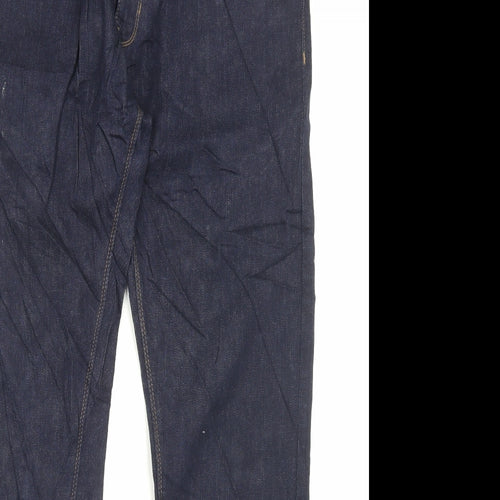 Marks and Spencer Mens Blue Cotton Straight Jeans Size 34 in L31 in Slim Button