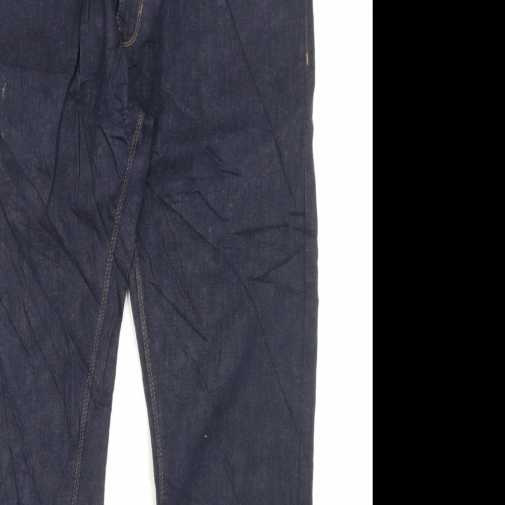 Marks and Spencer Mens Blue Cotton Straight Jeans Size 34 in L31 in Slim Button