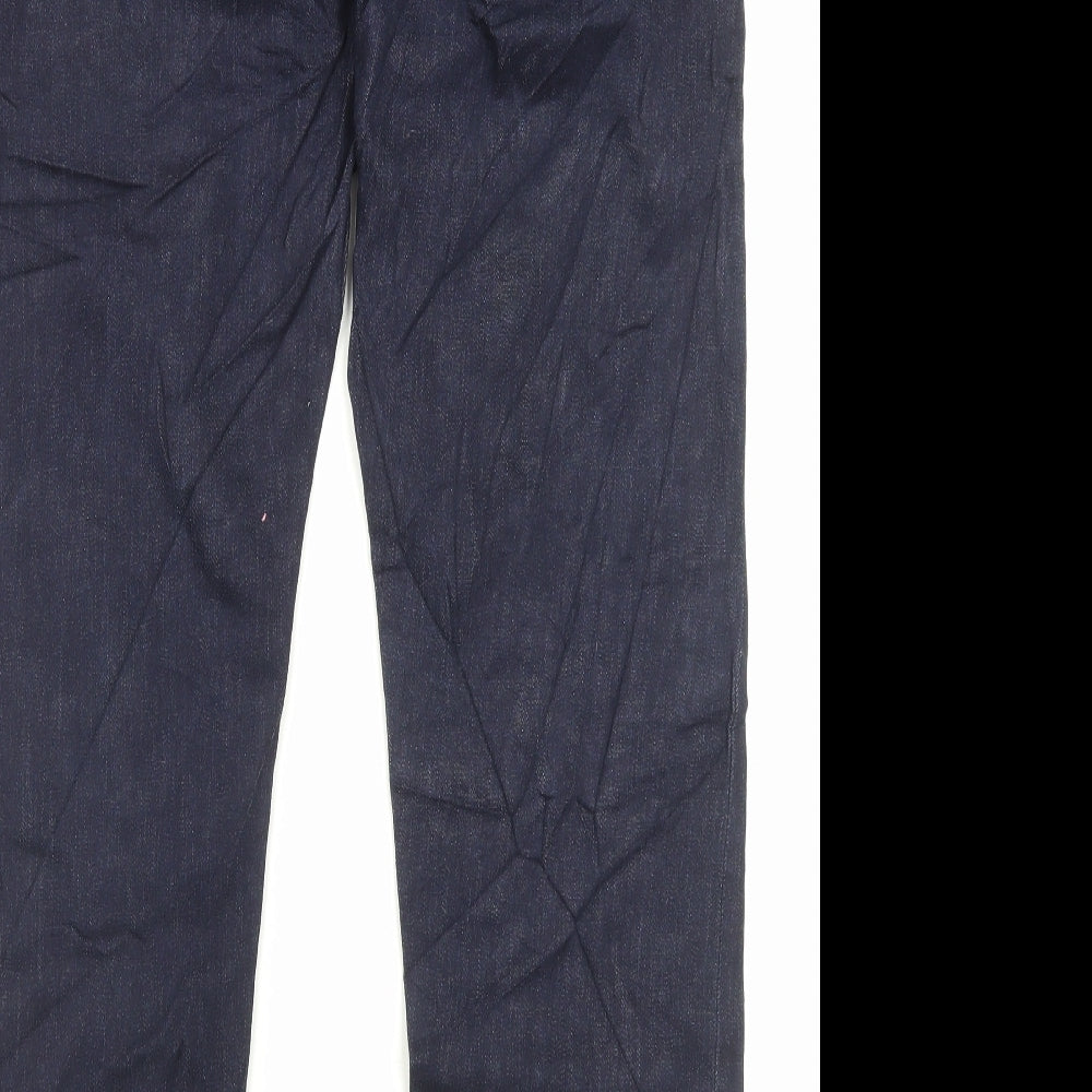 Marks and Spencer Mens Blue Cotton Straight Jeans Size 34 in L31 in Slim Button