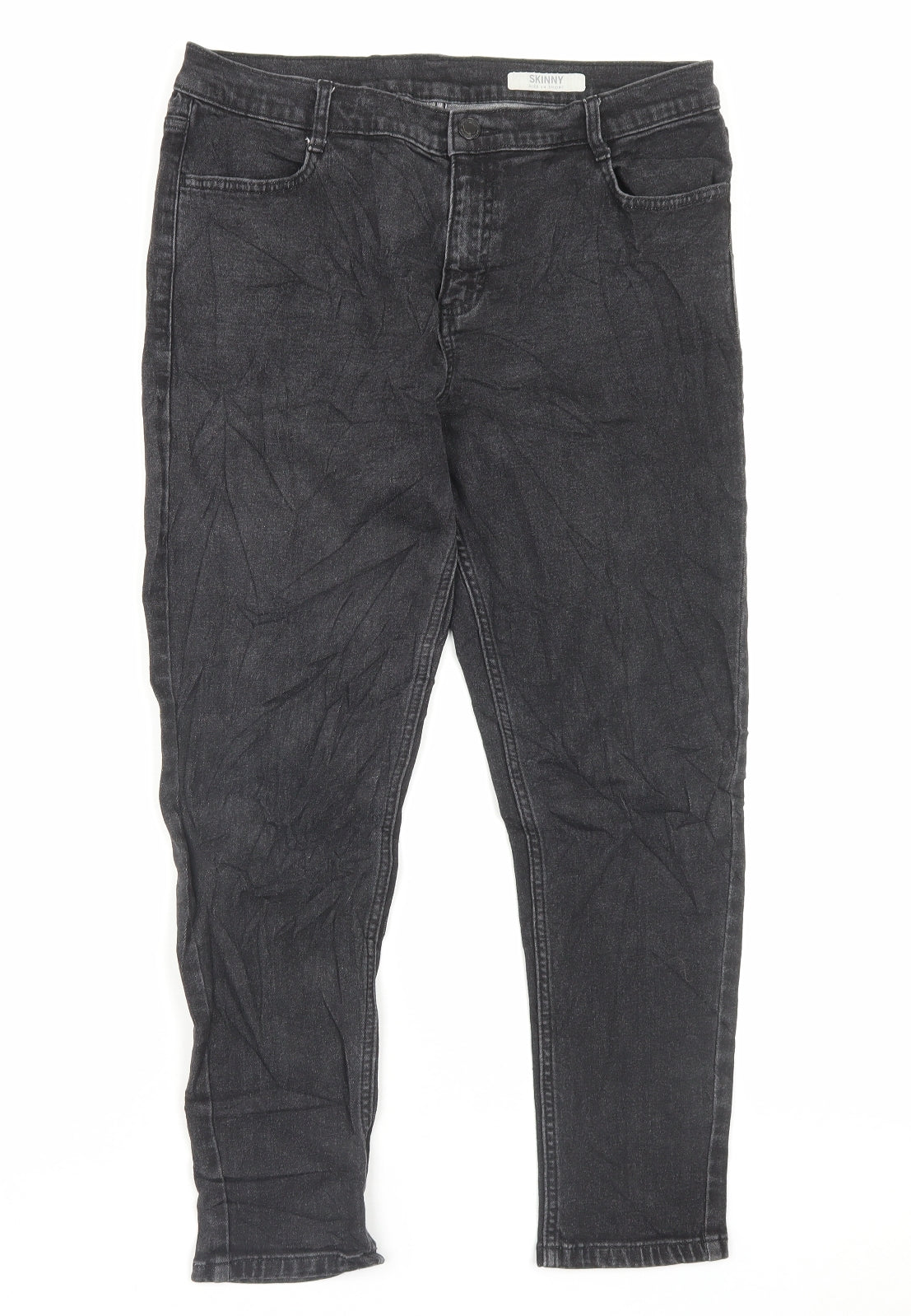 Marks and Spencer Womens Black Cotton Skinny Jeans Size 14 L26 in Regular Button
