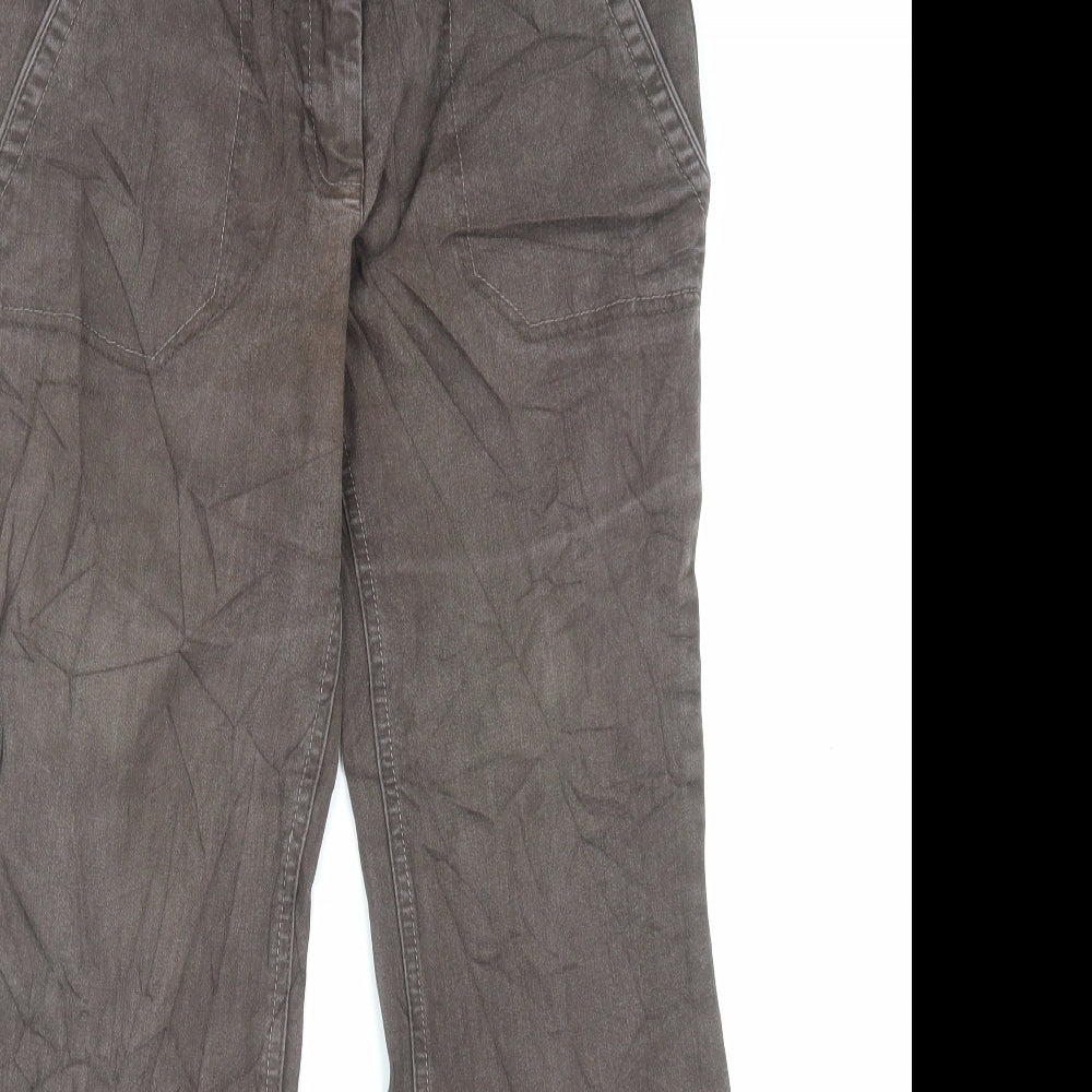 NEXT Womens Brown Cotton Flared Jeans Size 10 L28 in Regular Button