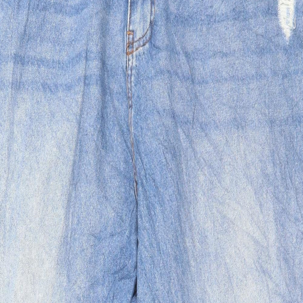 Boohoo Womens Blue Cotton Straight Jeans Size 20 L27 in Regular Button