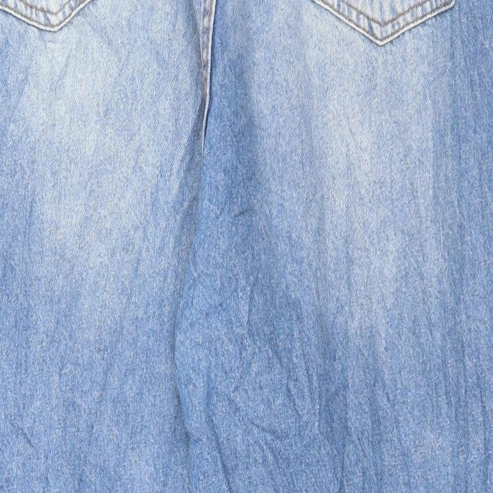 Boohoo Womens Blue Cotton Straight Jeans Size 20 L27 in Regular Button
